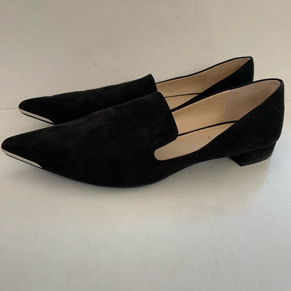 Zara Basic Black Suede Flats Steel Toe